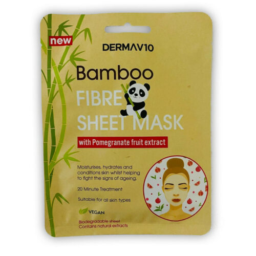 DermaV10 Bamboo Fibre Sheet Mask With Pomegranate