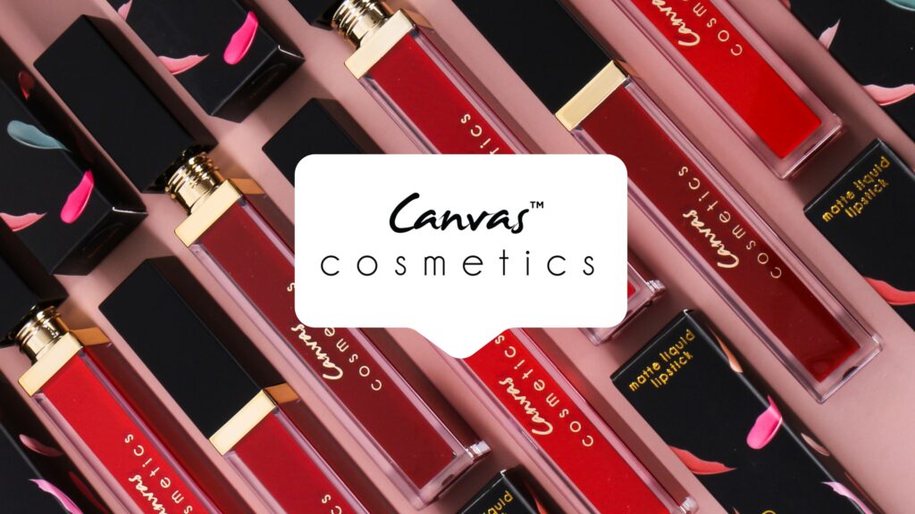 A close-up of a Canvas Cosmetics high-quality makeup products