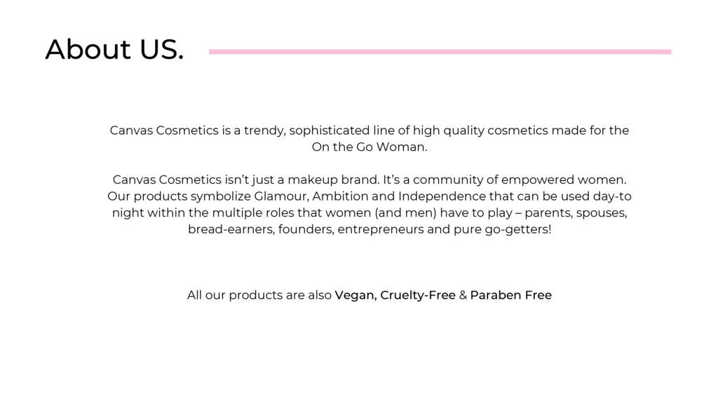 description of who canvas cosmetics are
